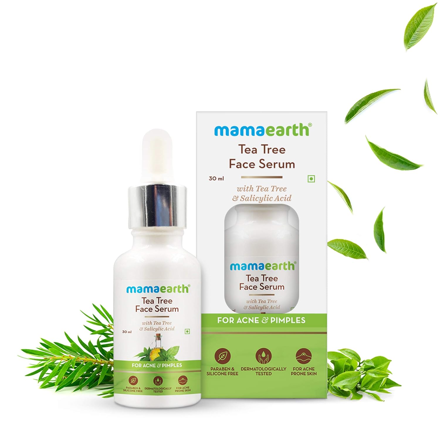 Mamaearth Tea Tree Face Serum With Tea Tree & Salicylic Acid - 30 ml | For Acne & Pimples | Prevents Acne Breakouts | Controls Sebum Production
