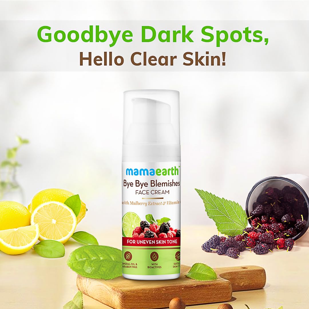 Mamaearth Bye Bye Blemishes* Face Cream, For Pigmentation & Blemish Removal, With Mulberry Extract & Vitamin C - 30 g