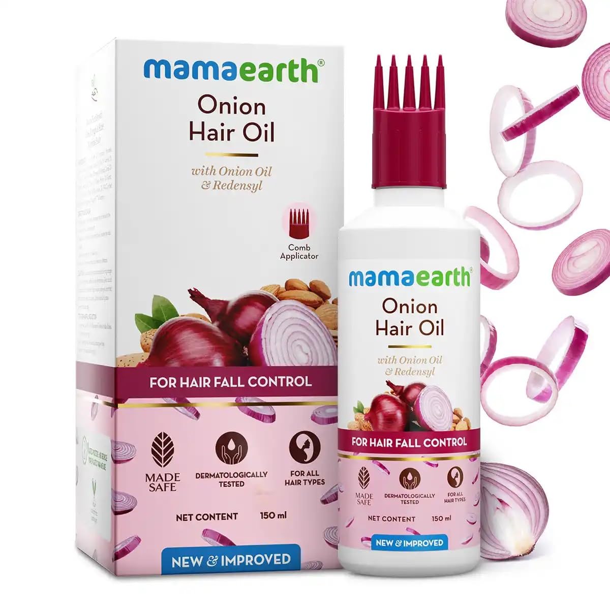 Mamaearth Onion Hair Oil for Hair Growth & Hair Fall Control with Redensyl 150ml