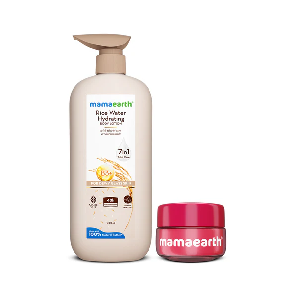 Glass Skin & Glossy Lips Cambo-Rice Water Body Lotion 400ml + Beetroot Lip Balm 15g