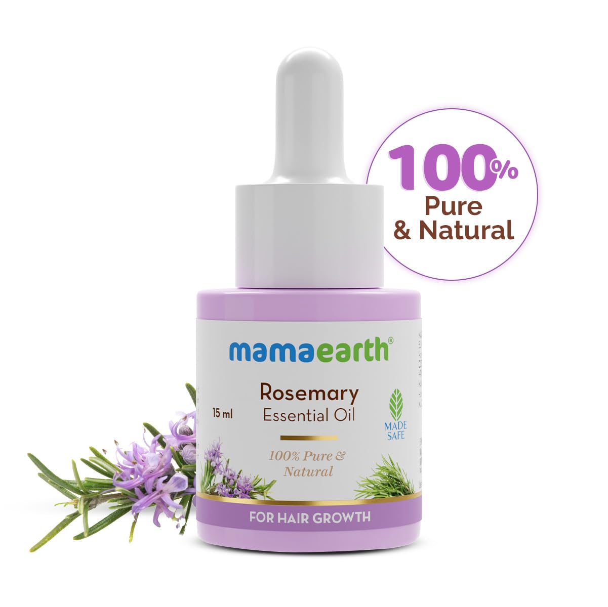 Mamaearth Pure & Natural Rosemary Essential Oil for Hair Growth | Strengthens Hair & Controls Hair Fall | Anti-Thinning Tonic | Suits All Hair Types | 0.51 Fl Oz (15 ml)