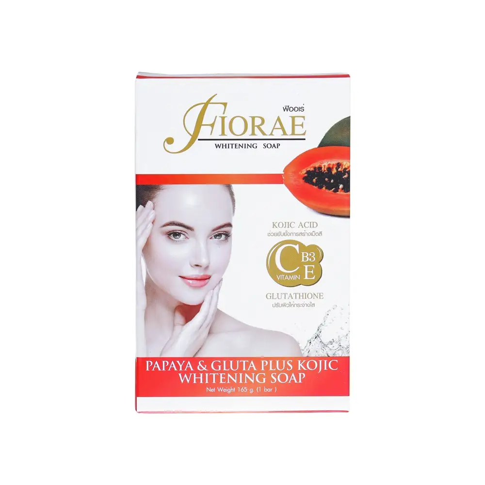 165 gm Fiorae whitening soap papaya & gluta plus kojic skin care Thailand product for female