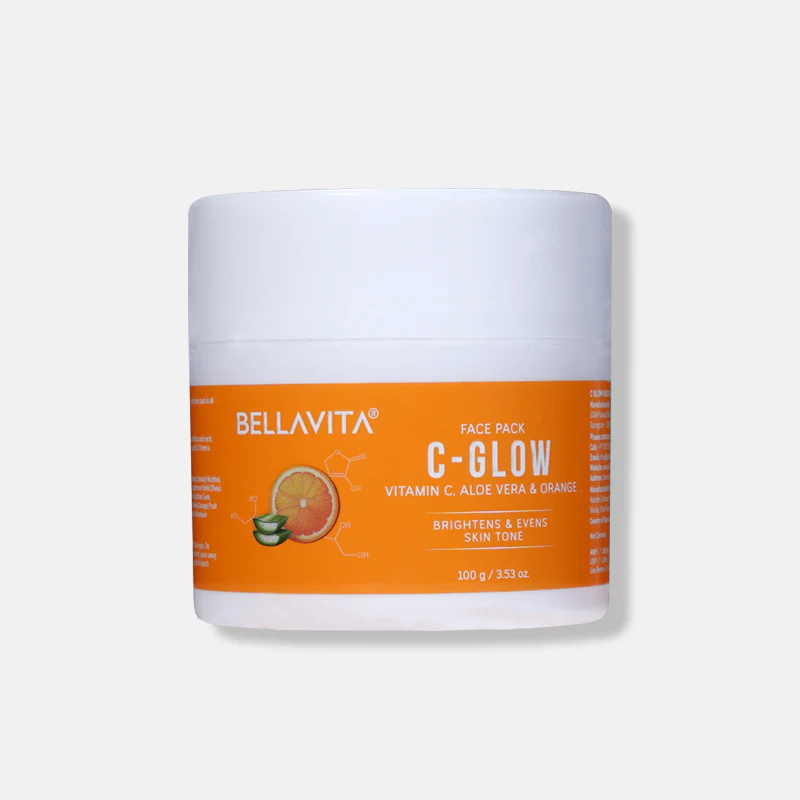 Bella Vita Organic C Glow Face Pack for Skin Brightening, Dark Spots, Pigmentation & Tan Removal with Vitamin C, Turmeric Best for All Skin Types , 100 gm