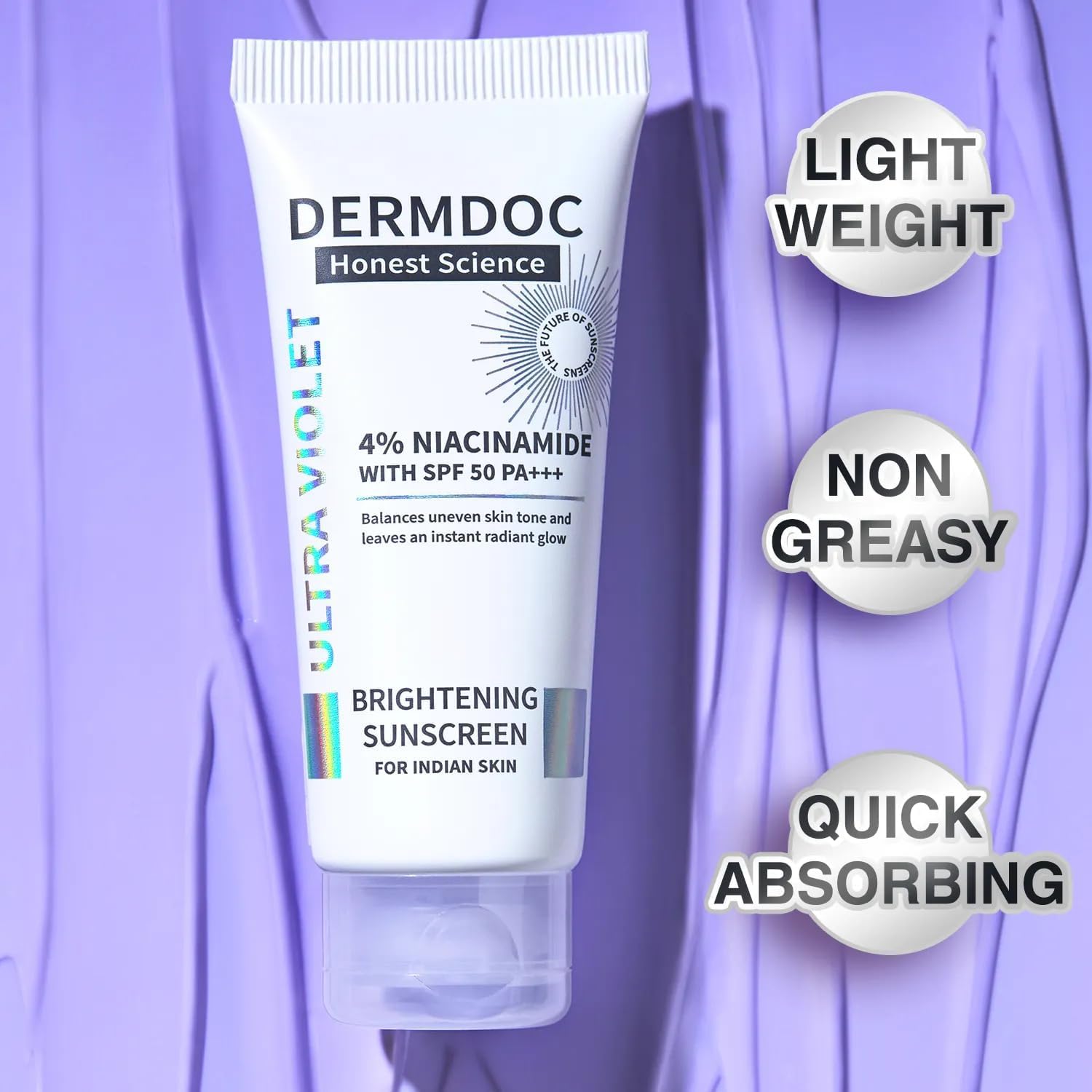 Dermdoc 4% Niacinamide With Spf 50 Pa +++ Brightening Sunscreen - 60 gm