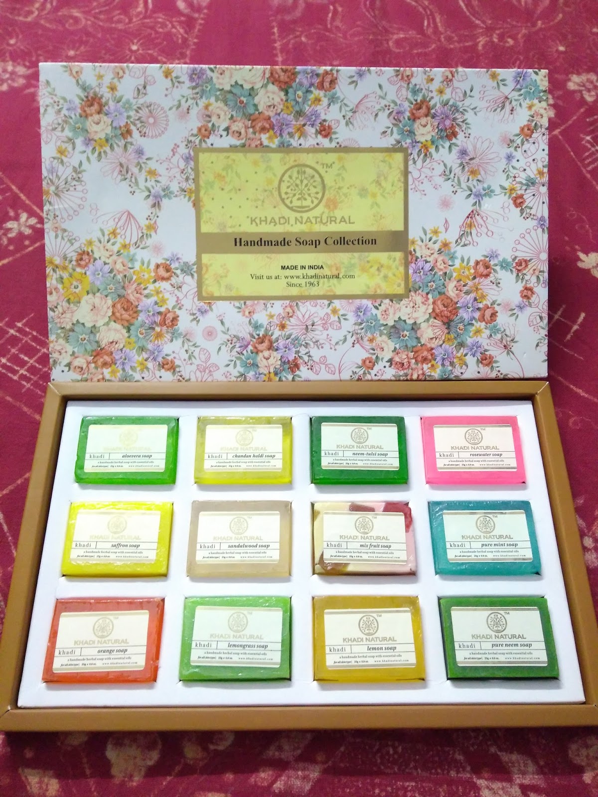 Khadi Handmade soap collection with 12 unique handmade soaps