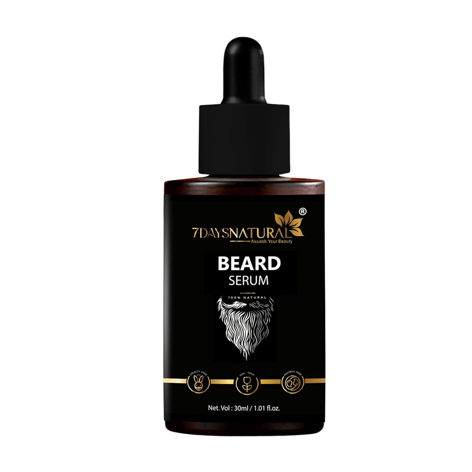 7DAYSNATURAL Beard Serum for Men | Beard Growth, Softening & Itch Control | Reduces Frizz | Non-Greasy Formula | 30ml