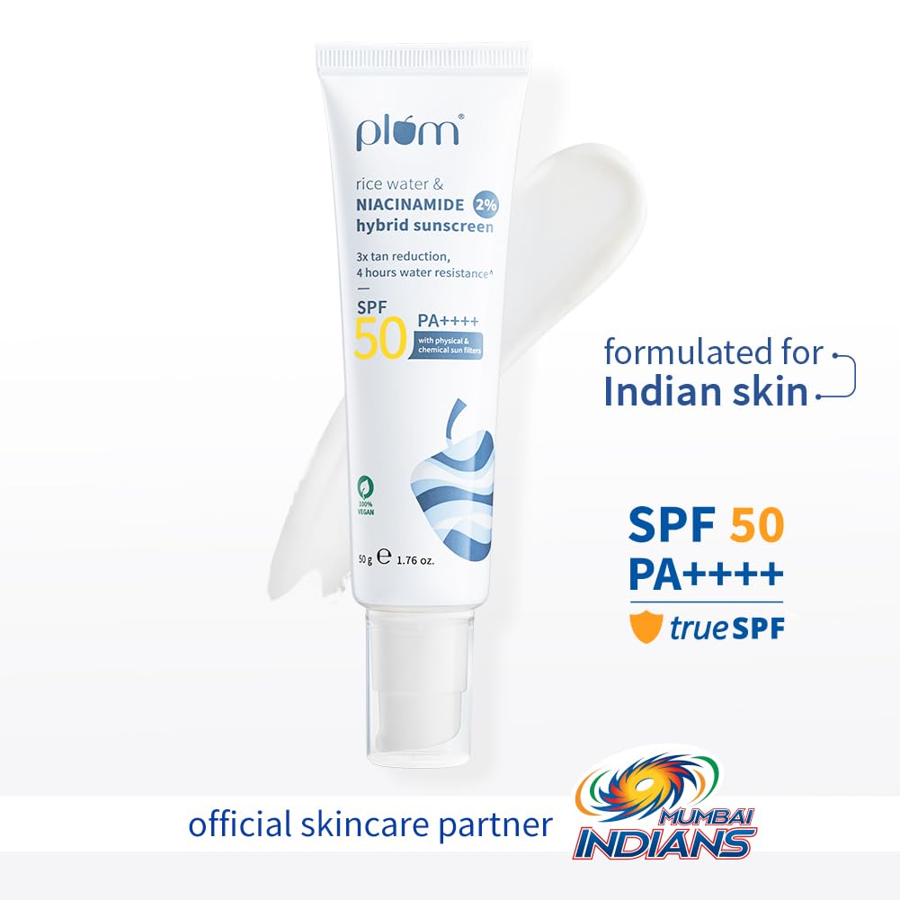 Plum SPF 50 PA++++ Sunscreen with 2% Niacinamide & Rice Water - 50g