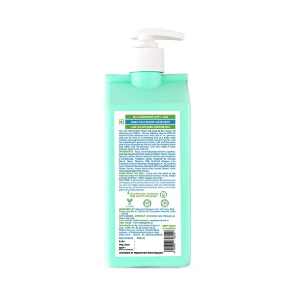 Mamaearth Milky Soft Head to Toe Wash With Oats, Milk, and Calendula for Babies- 400 ml