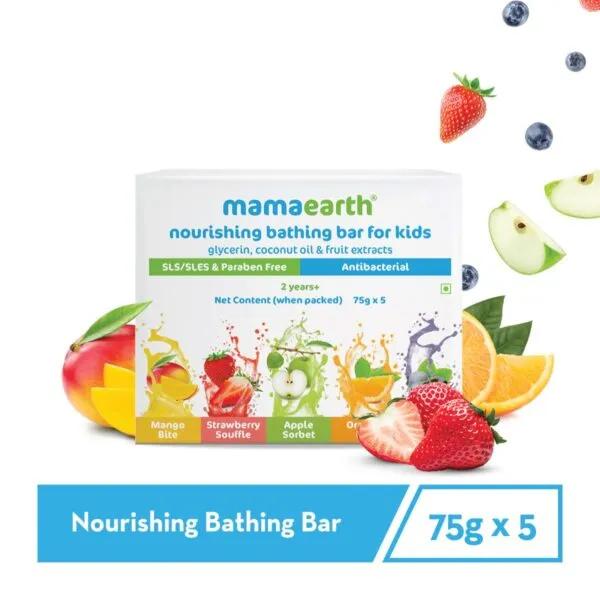 Mamaearth Fruit based Nourishing Clear Bathing Bar Baby Soap with Glycerine, For Kids – 75g x 5