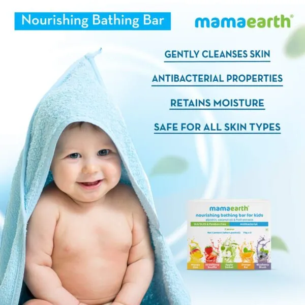 Mamaearth Fruit based Nourishing Clear Bathing Bar Baby Soap with Glycerine, For Kids – 75g x 5