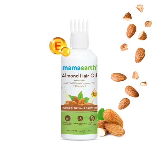 Mamaearth Almond Hair Oil with Cold Pressed Almond Oil & Vitamin E for Healthy Hair Growth