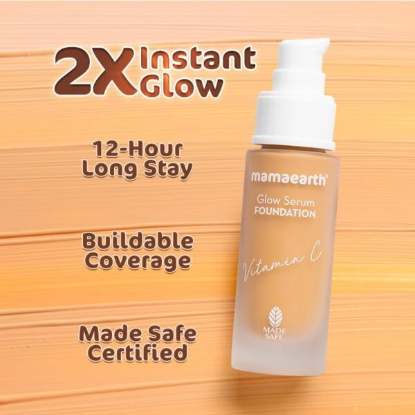 Mamaearth Glow Serum Foundation with Vitamin C & Turmeric for 12-Hour Long Stay- 03 Nude Glow - 30 ml