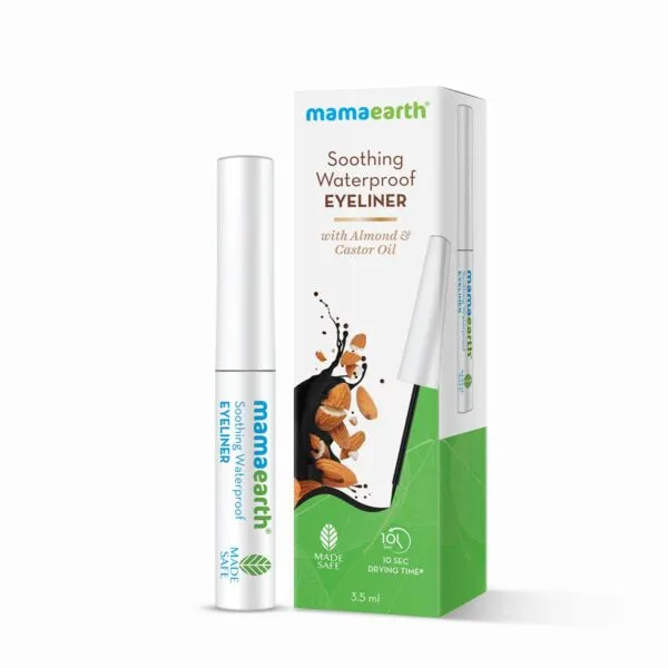 Mamaearth Soothing Waterproof Glossy Finish Eyeliner With Almond & Castor Oil For 10 Hr Long Stay - 3.5 Ml, Black