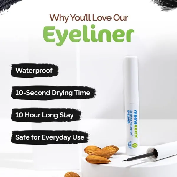 Mamaearth Soothing Waterproof Glossy Finish Eyeliner With Almond & Castor Oil For 10 Hr Long Stay - 3.5 Ml, Black