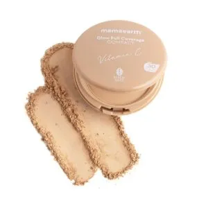 Mamaearth Glow Full Coverage Compact SPF 30 with Vitamin C & Turmeric for up to 3X Instant Glow - 9 g | Even Toned Complexion | Mattifying| Up to 16-Hour Oil Control & Sweat-Resistant (Almond Glow)