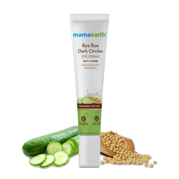 Mamaearth bye bye dark circles eye cream with cucumber & peptides for dark circles