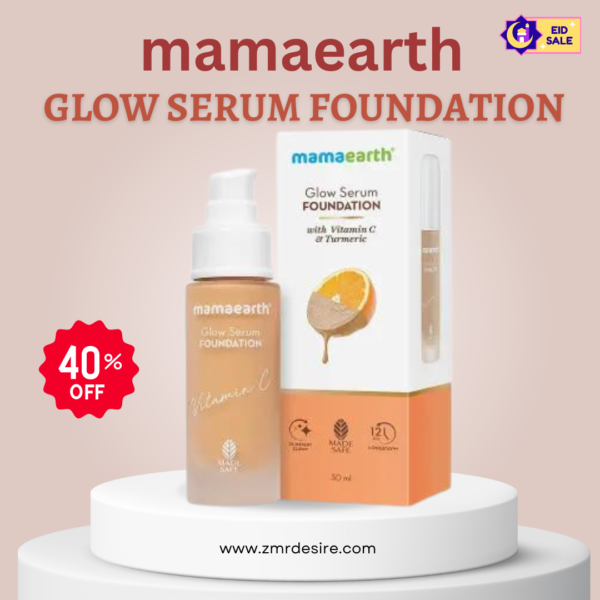 Mamaearth Glow Serum Foundation with Vitamin C & Turmeric for 12-Hour Long Stay- 03 Nude Glow - 30 ml